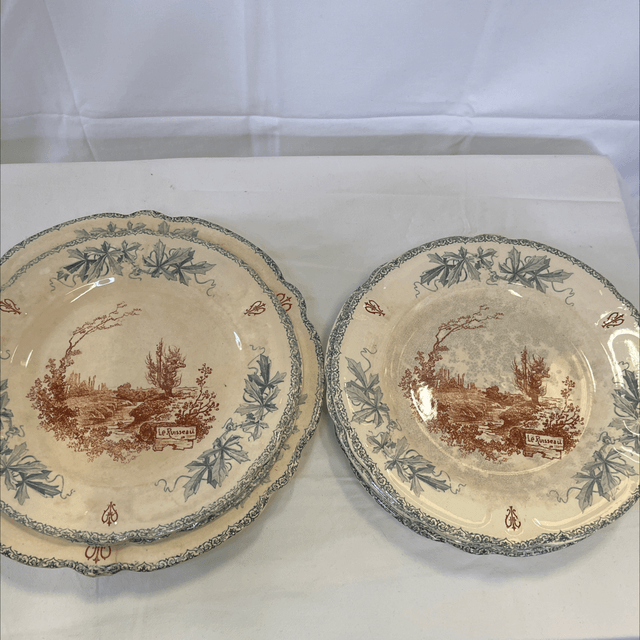 6 assiettes et 1 plat Louis XV