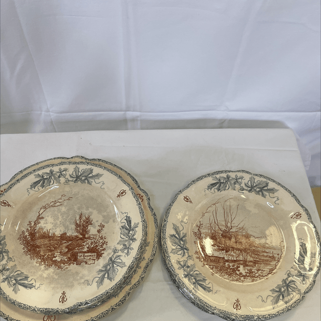 6 assiettes et 1 plat Louis XV