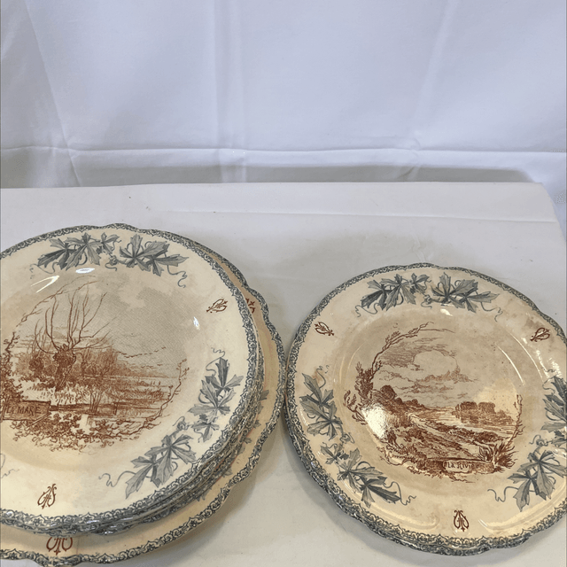 6 assiettes et 1 plat Louis XV