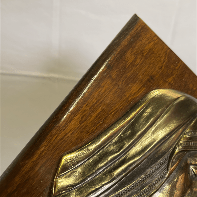 Plaque bronze signé ESCUDERO Vierge Marie