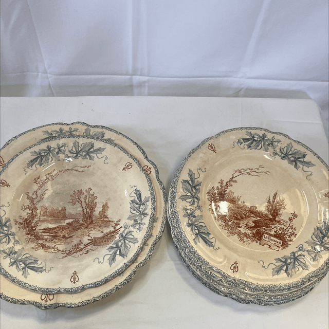 6 assiettes et 1 plat Louis XV