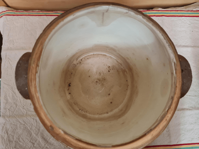 Saloir pot en grès ancien H 28 Diam 21